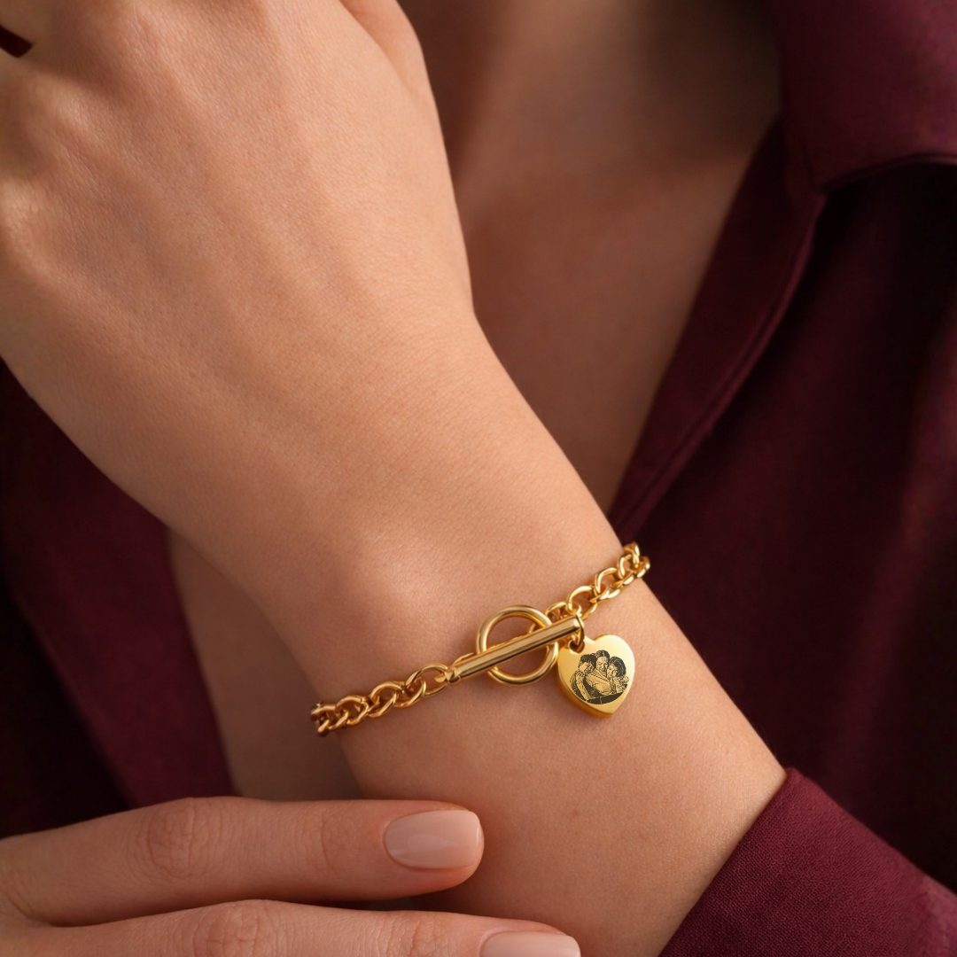 Sweetheart Engraved Heart Toggle Bracelet