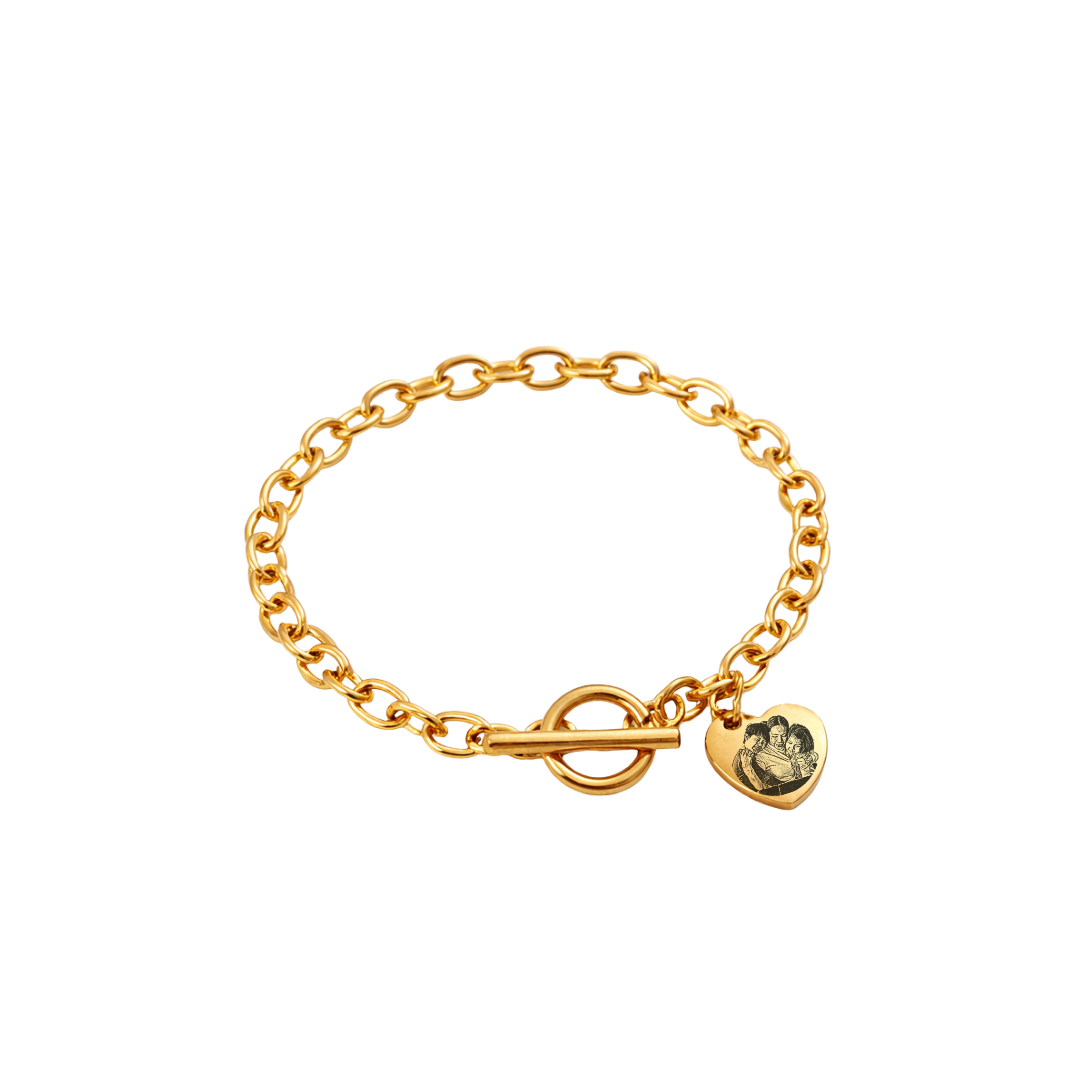 Sweetheart Engraved Heart Toggle Bracelet